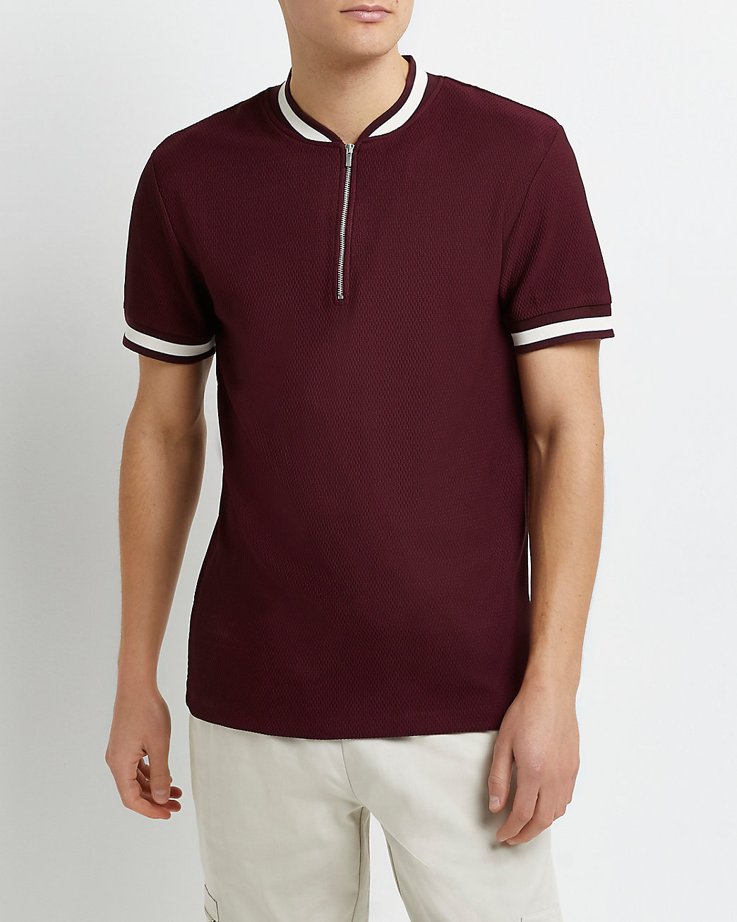 zip neck polo shirt