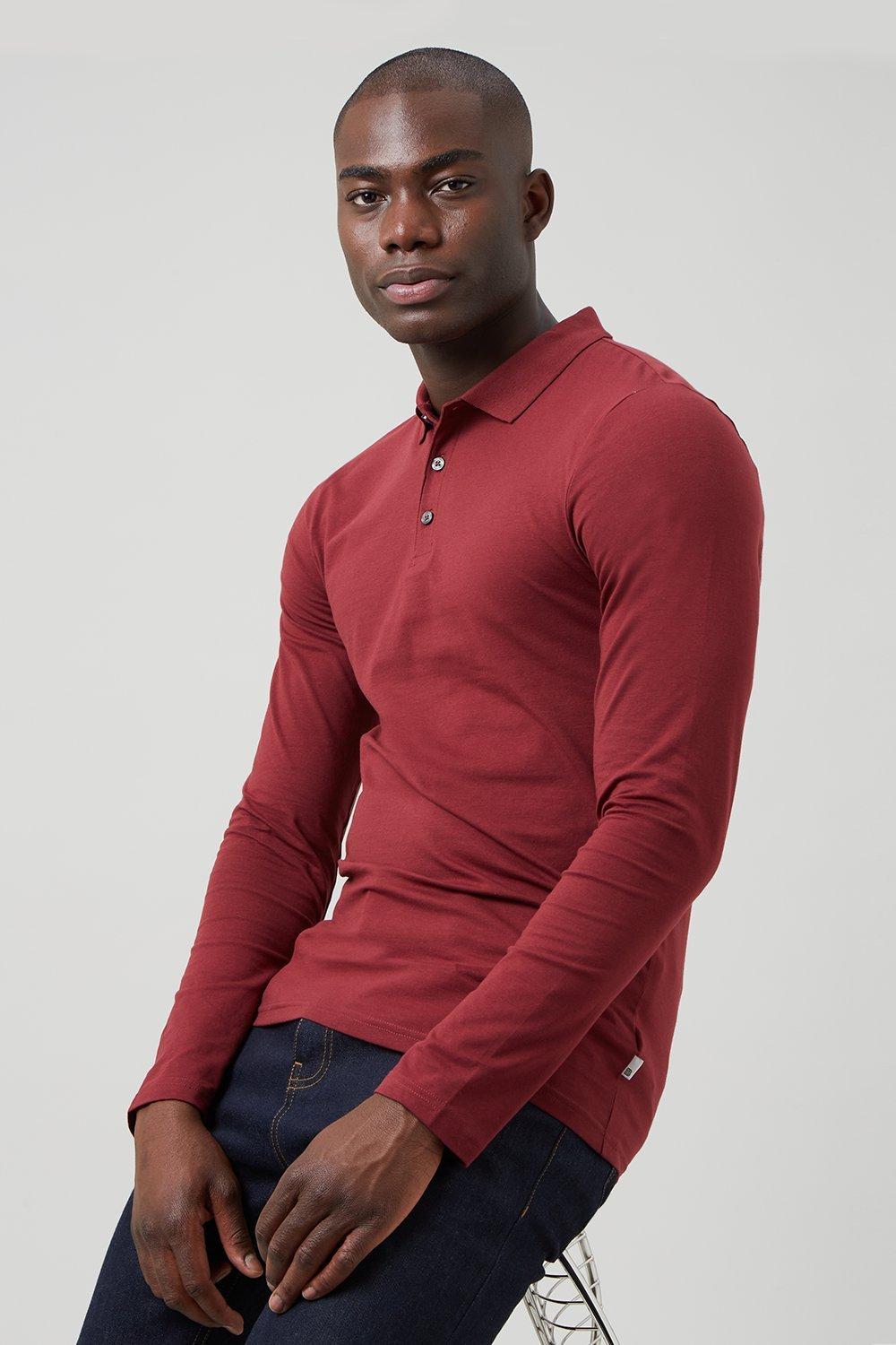 burgundy polo long sleeve