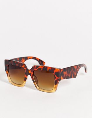 Public Desire square sunglasses with multi charm detachable chain in black