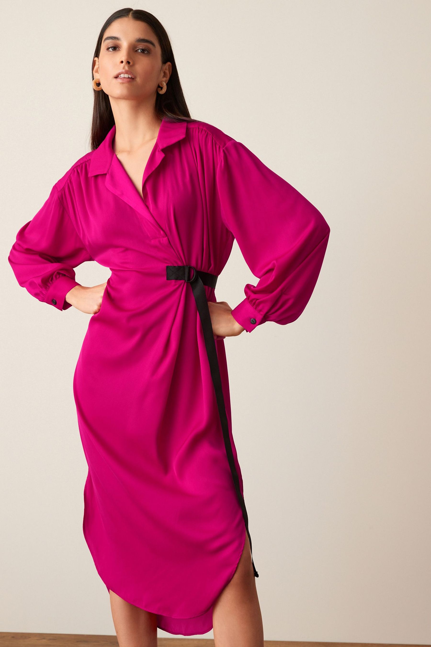 Pink Satin Shirt Dress - Top Cheapest Brands